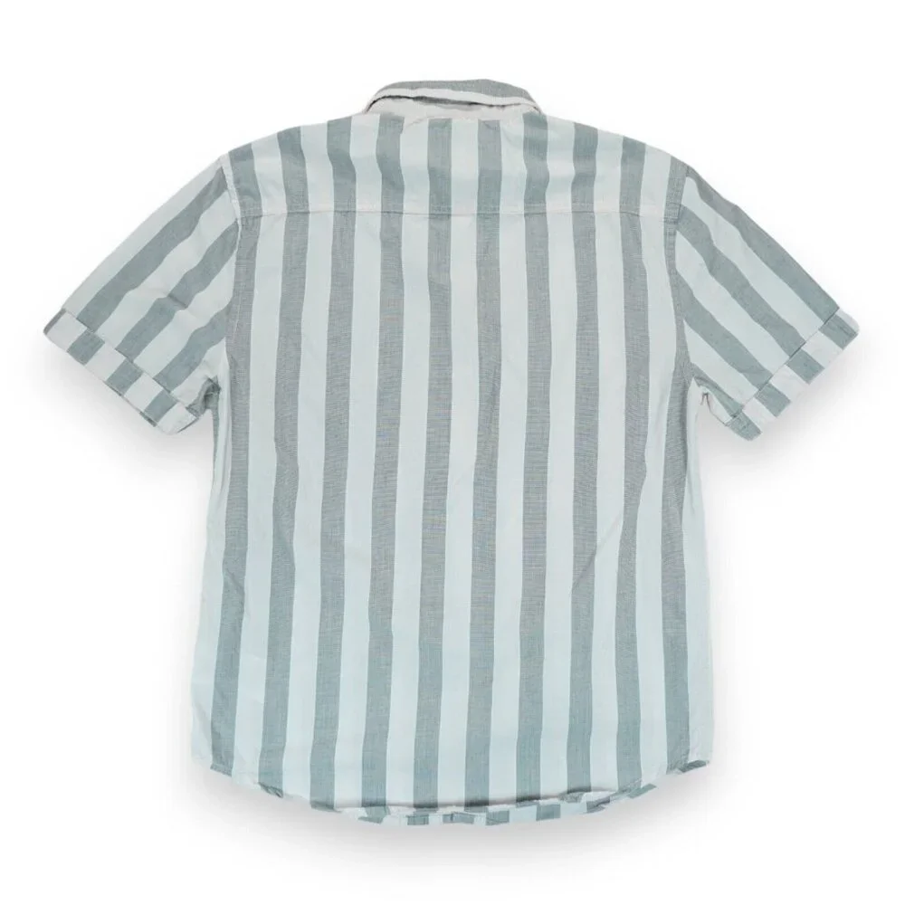 Guess Slim Fit Shirt Mens Medium Gray/Pink Striped Short‎ Sleeve Button Up